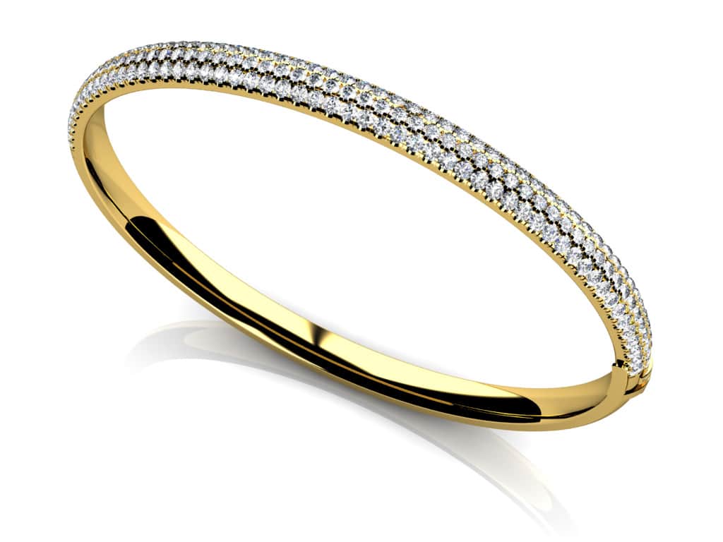 Three Row Pave Diamond Bangle