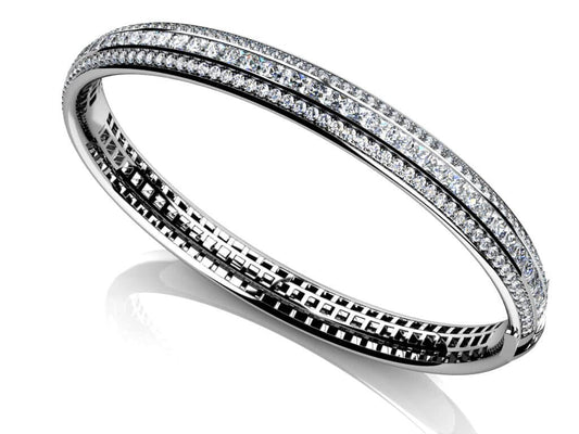 Princess Cut & Round Diamond Bangle | IGI Certified