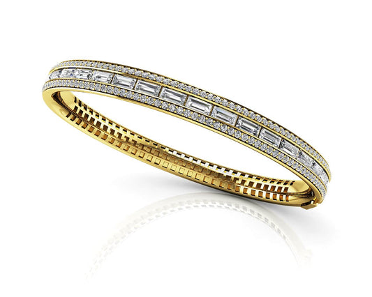 Dazzling Baguette & Round Diamond Bangle