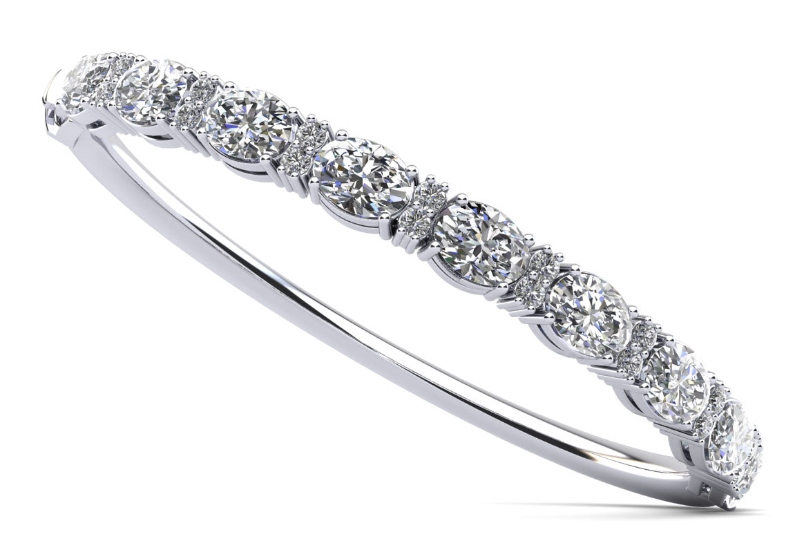 Oval And Rounds Diamond Bangle
