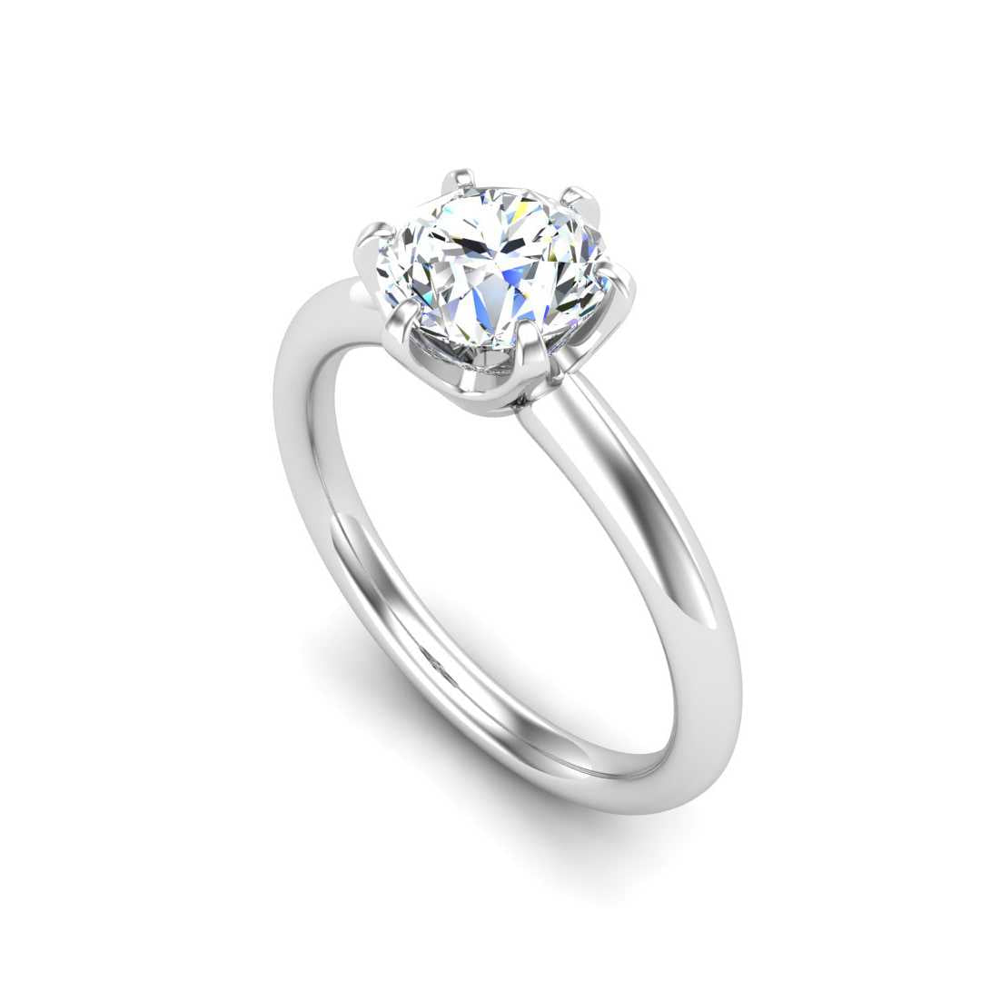 Six Prong Solitaire Engagement Ring-Round