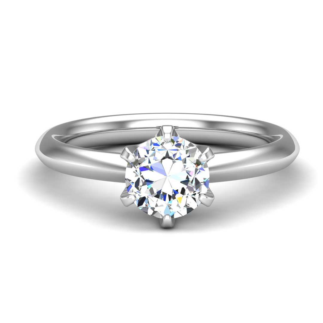 Six Prong Solitaire Engagement Ring-Round