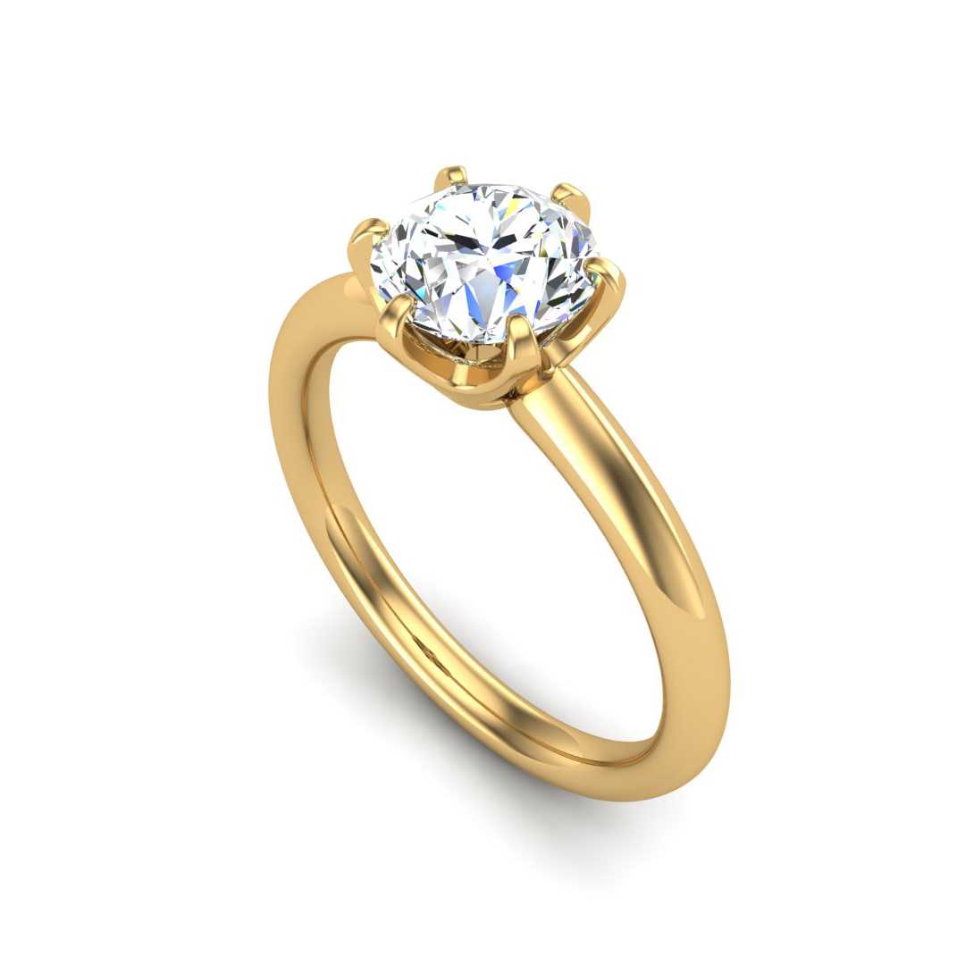 Six Prong Solitaire Engagement Ring-Round