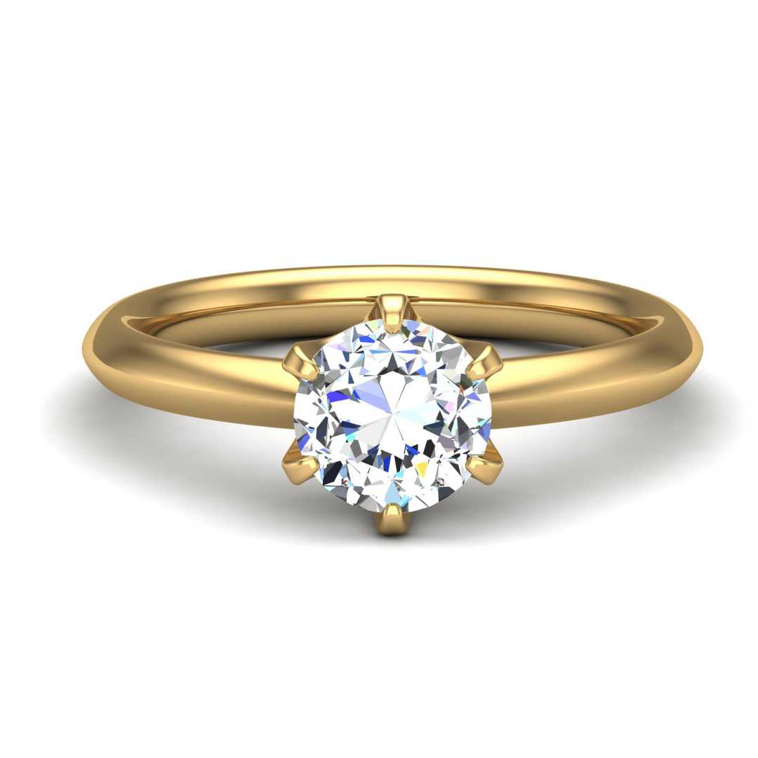 Six Prong Solitaire Engagement Ring-Round