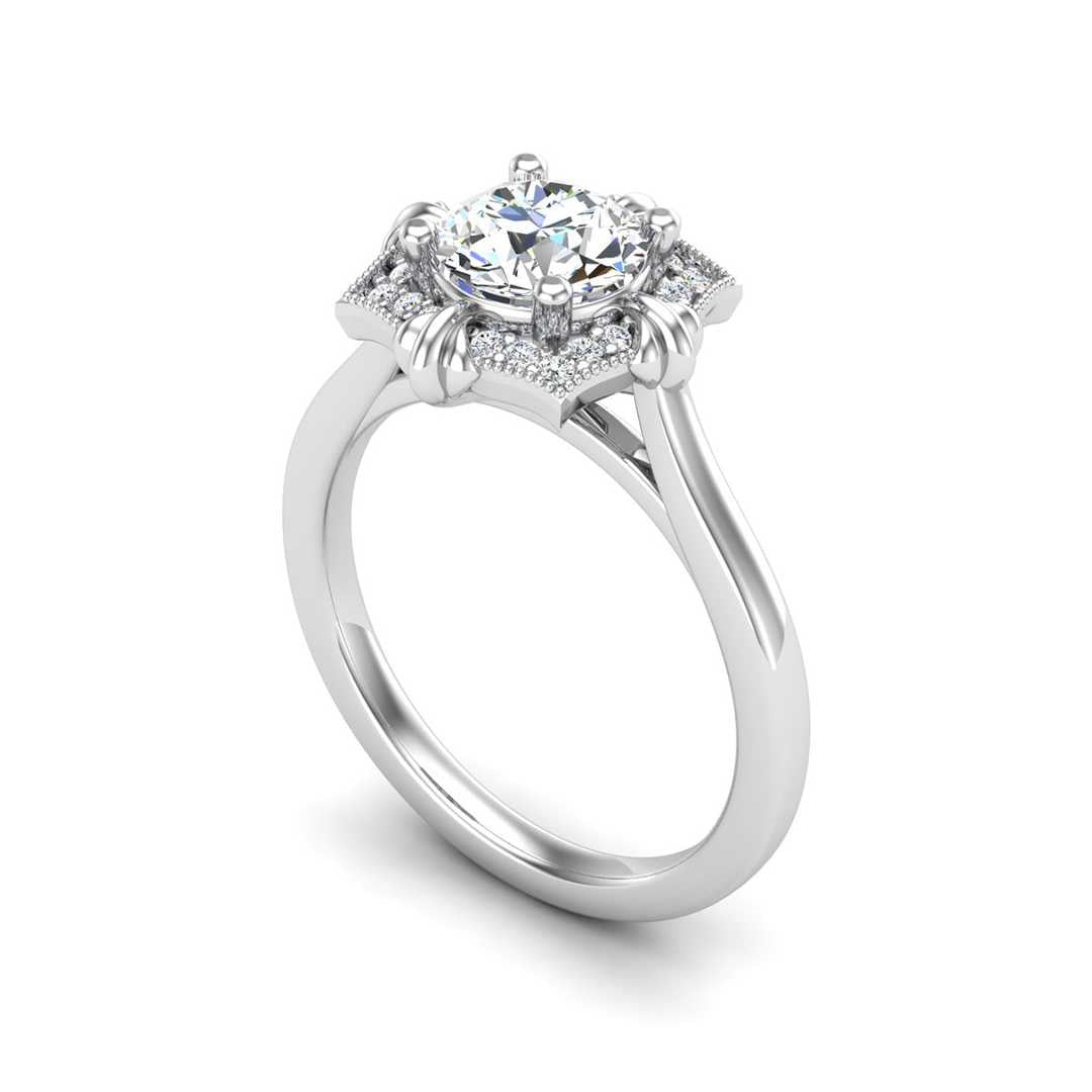 Blazing Halo Engagement Ring-Round
