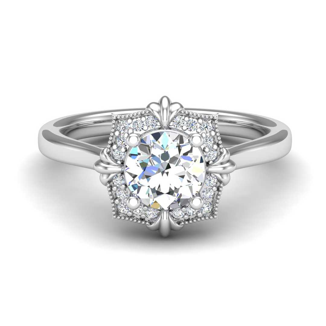 Blazing Halo Engagement Ring-Round