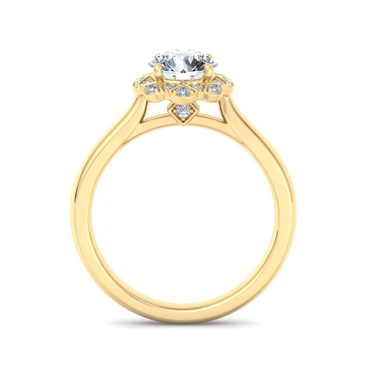 Flower Halo Blazing Engagement Ring-Round
