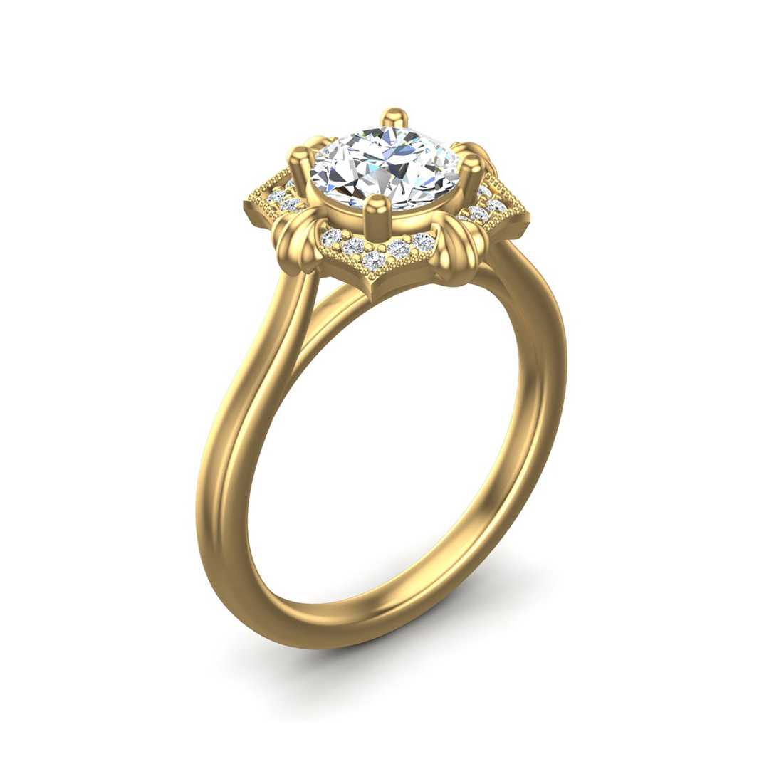 Blazing Halo Engagement Ring-Round