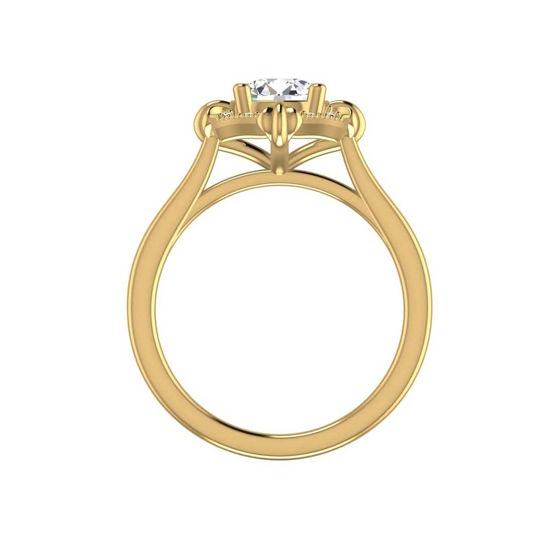 Blazing Halo Engagement Ring-Round