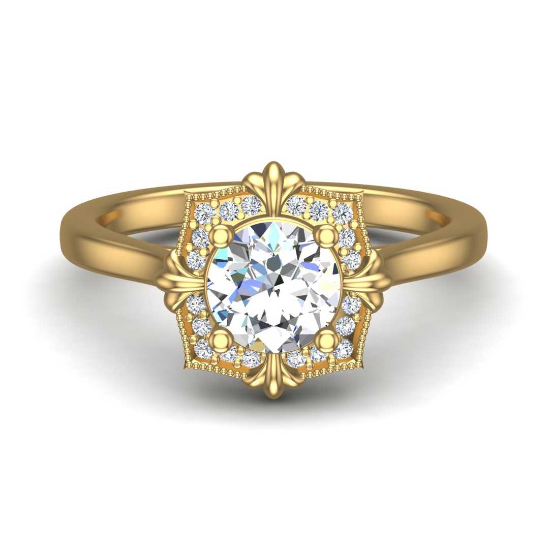 Blazing Halo Engagement Ring-Round