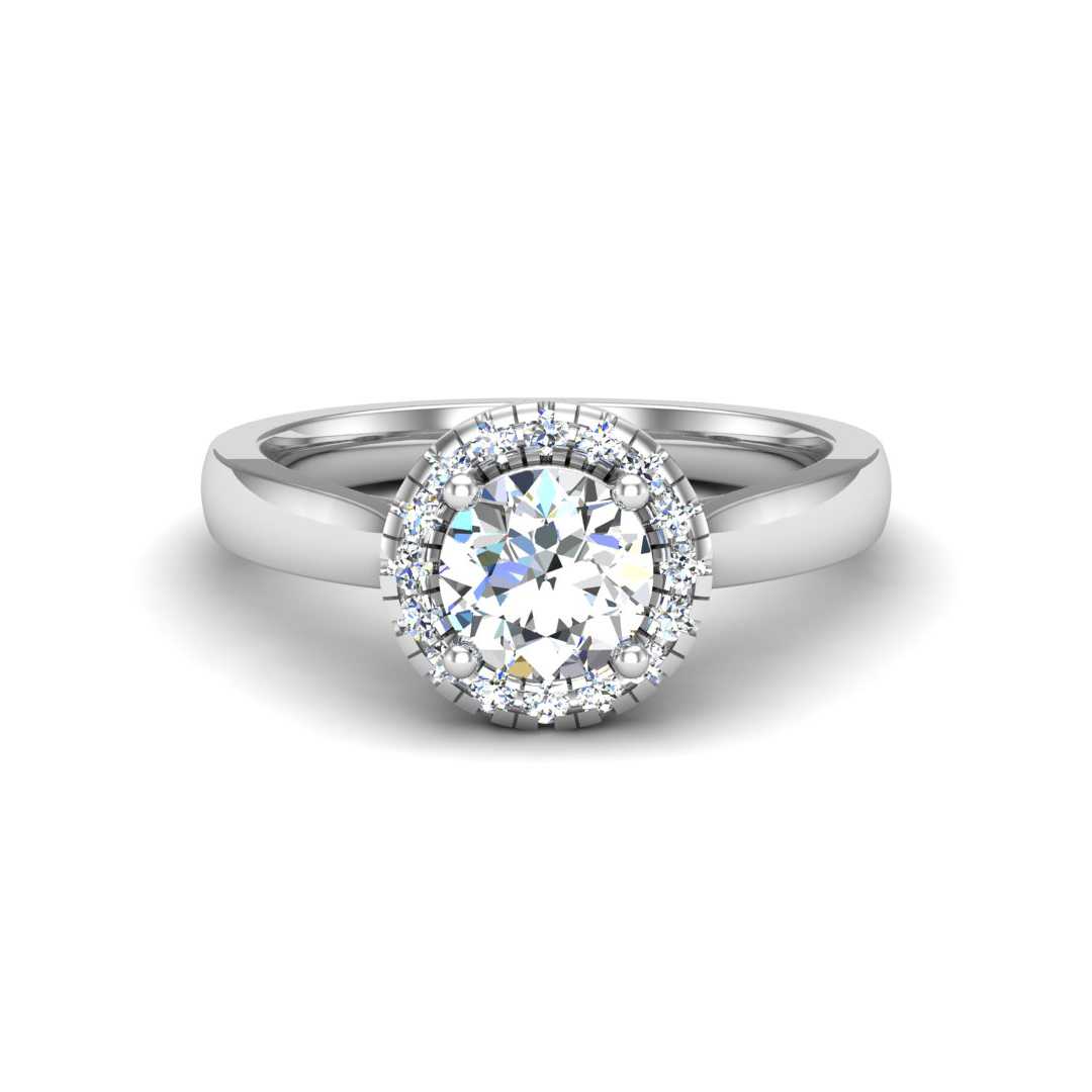 Wavy Hidden Halo Engagement Ring-Round