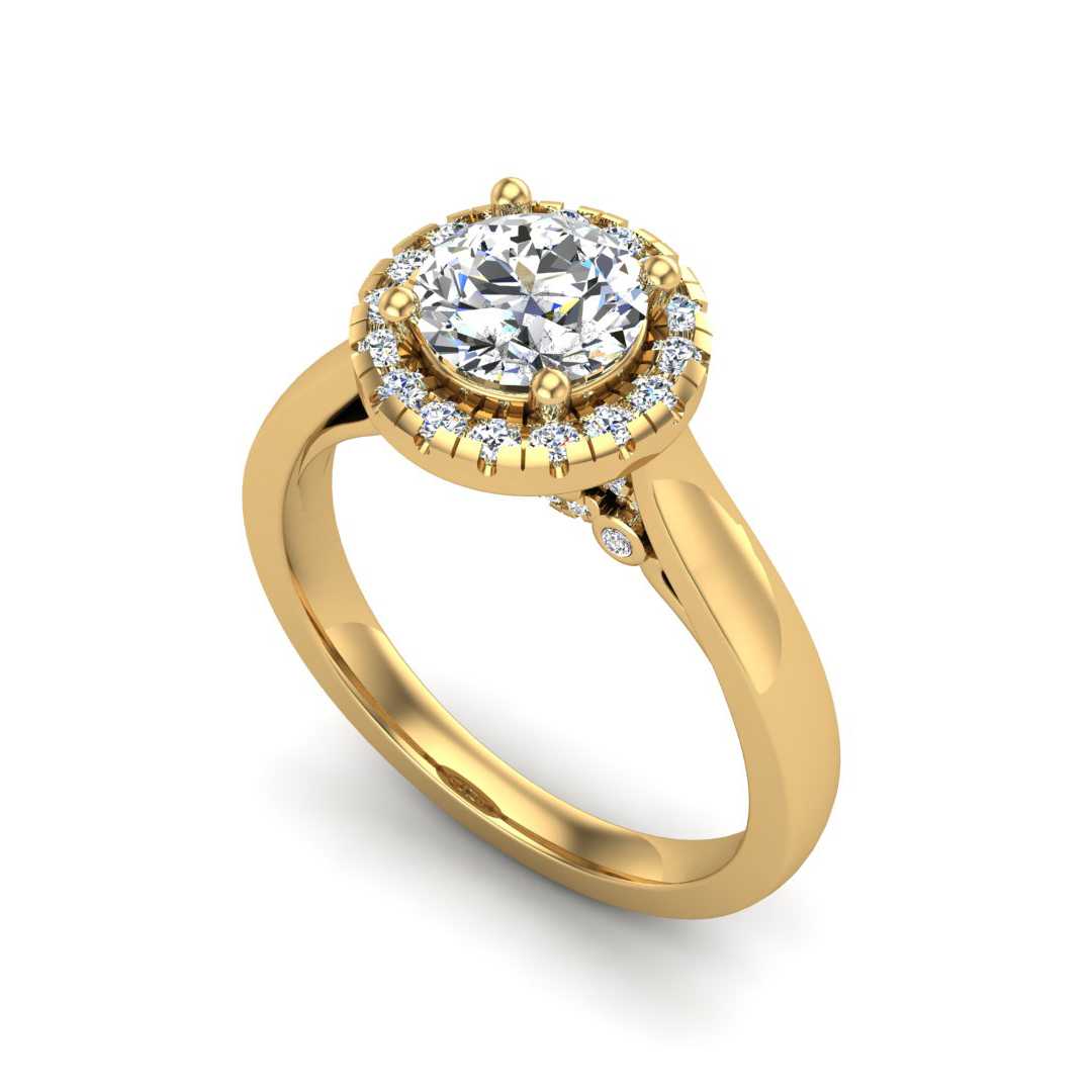 Wavy Hidden Halo Engagement Ring-Round
