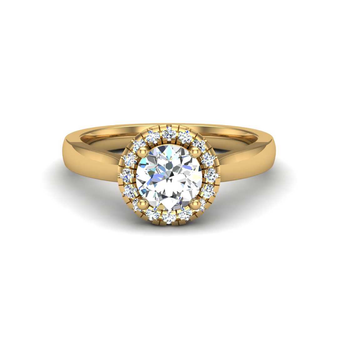 Wavy Hidden Halo Engagement Ring-Round