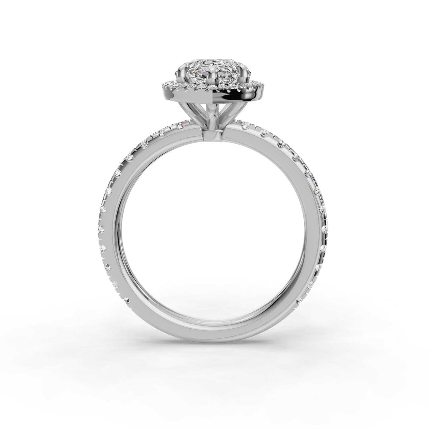 Angie Pear Halo Engagement Ring | IGI Certified