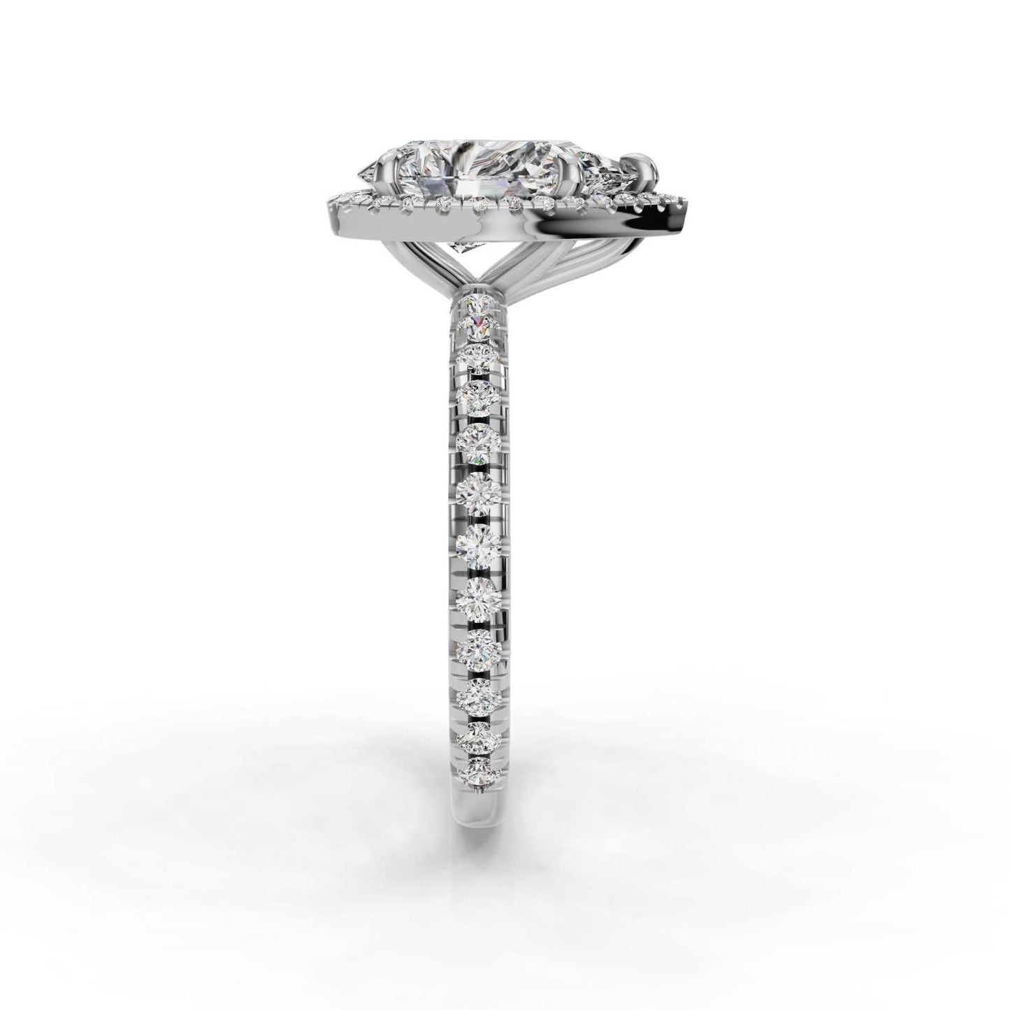 Angie Pear Halo Engagement Ring | IGI Certified