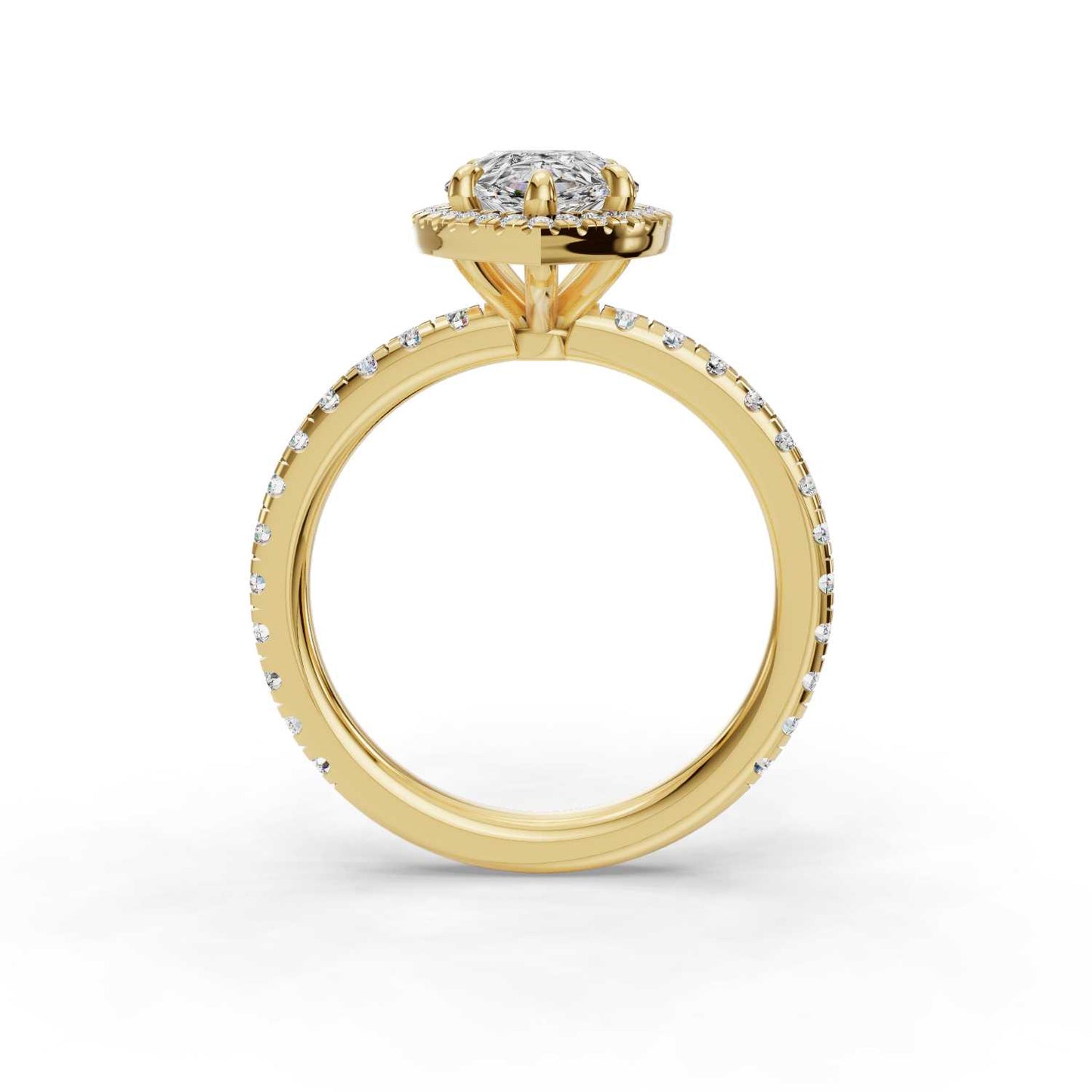 Angie Pear Halo Engagement Ring | IGI Certified
