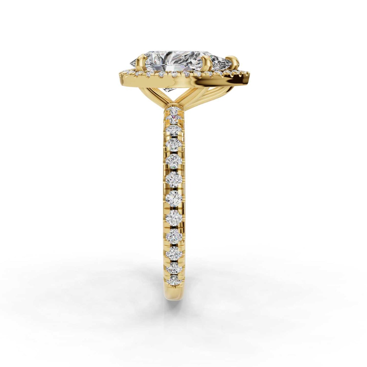 Angie Pear Halo Engagement Ring | IGI Certified