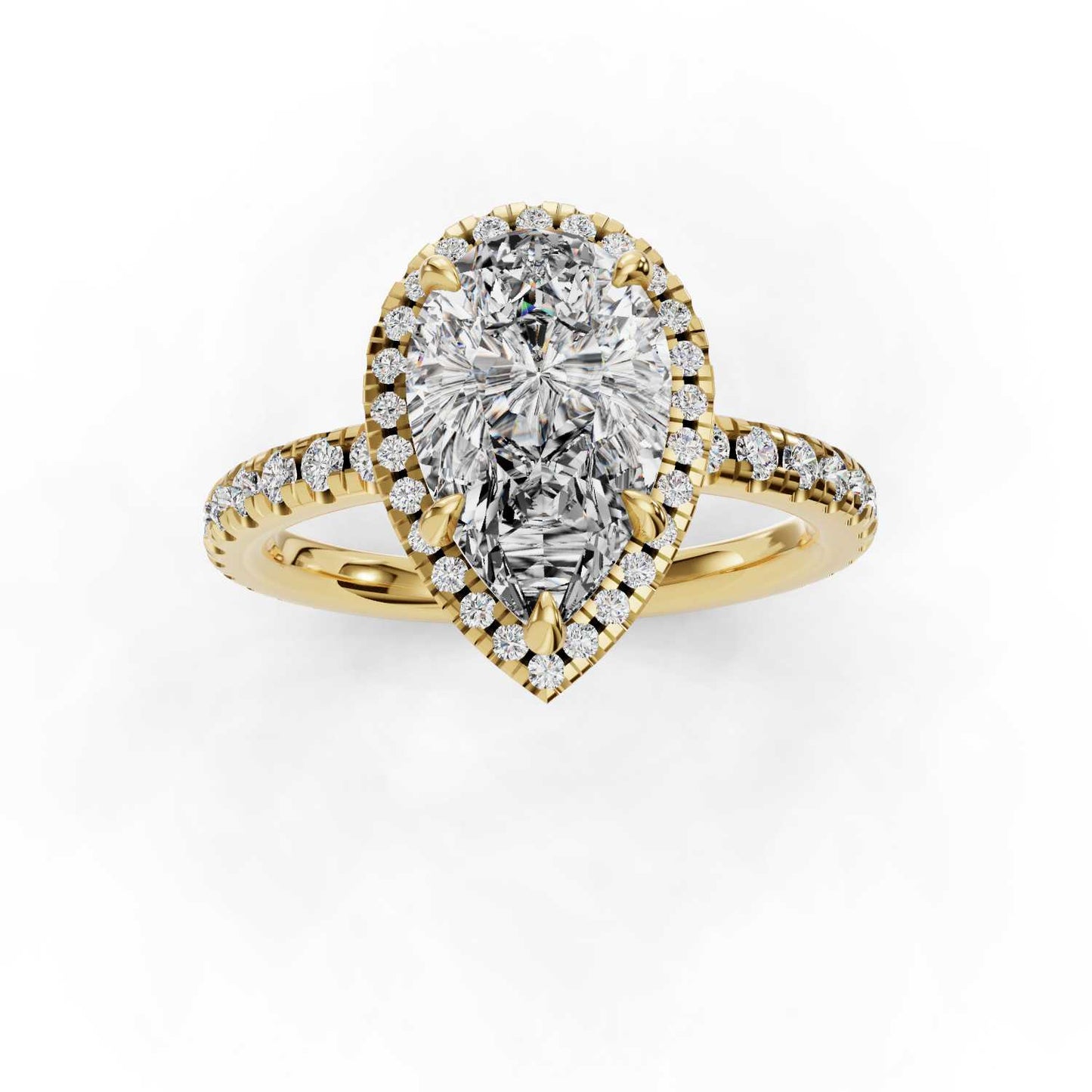 Angie Pear Halo Engagement Ring | IGI Certified