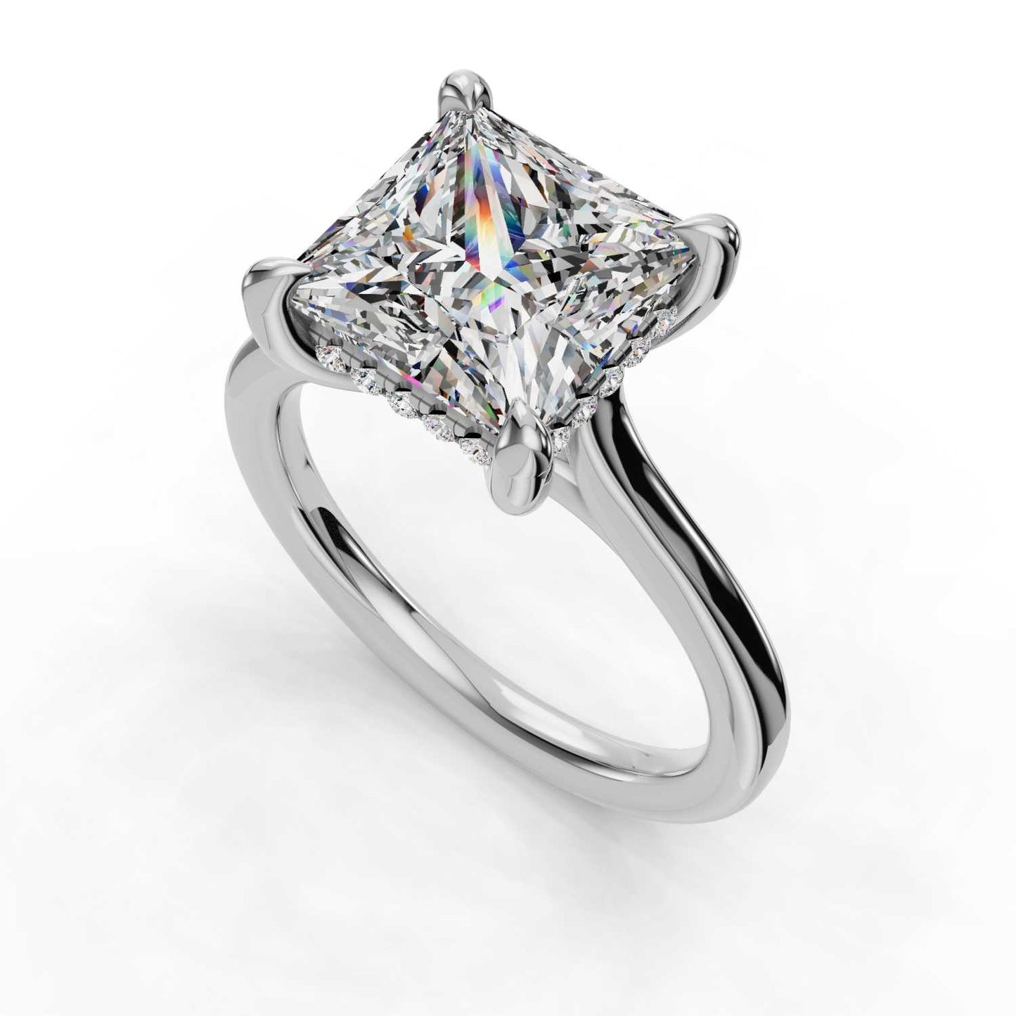 Hidden Halo Princess Engagement Ring