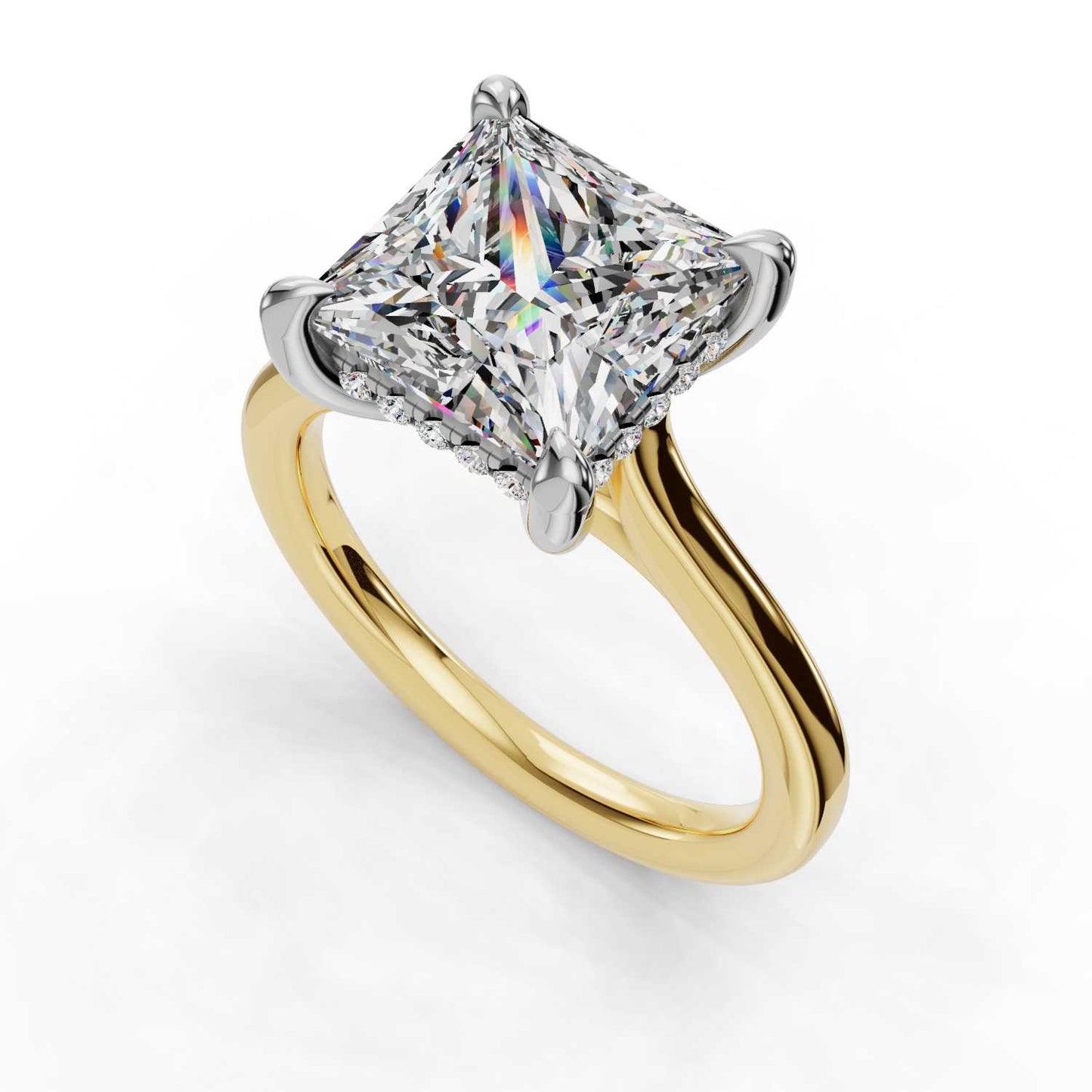 Hidden Halo Princess Engagement Ring