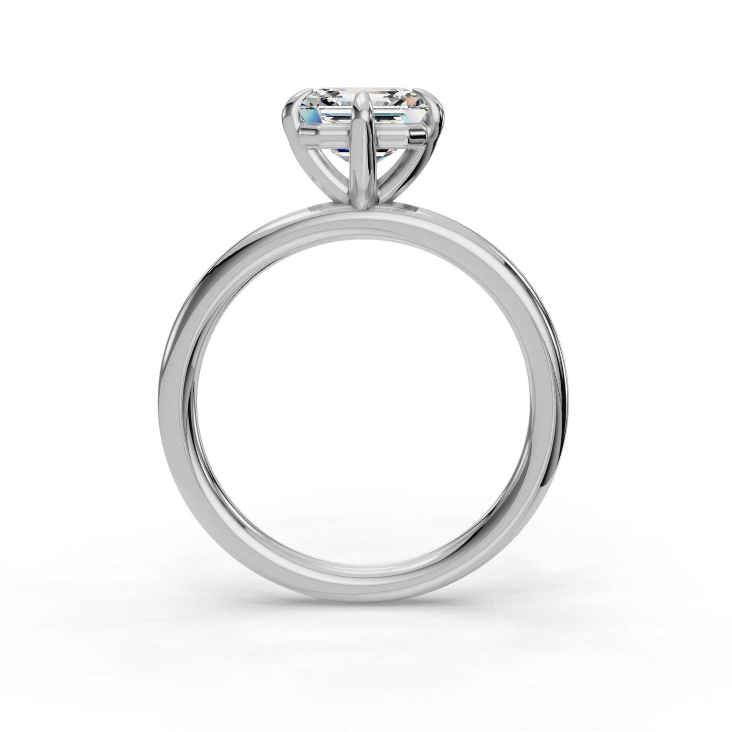 ASSCHER SOLITAIRE RING 4 CLAW PRONG