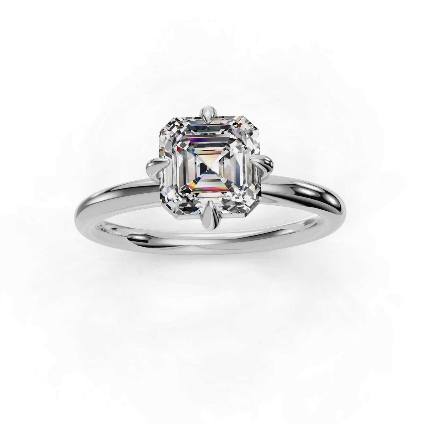 ASSCHER SOLITAIRE RING 4 CLAW PRONG