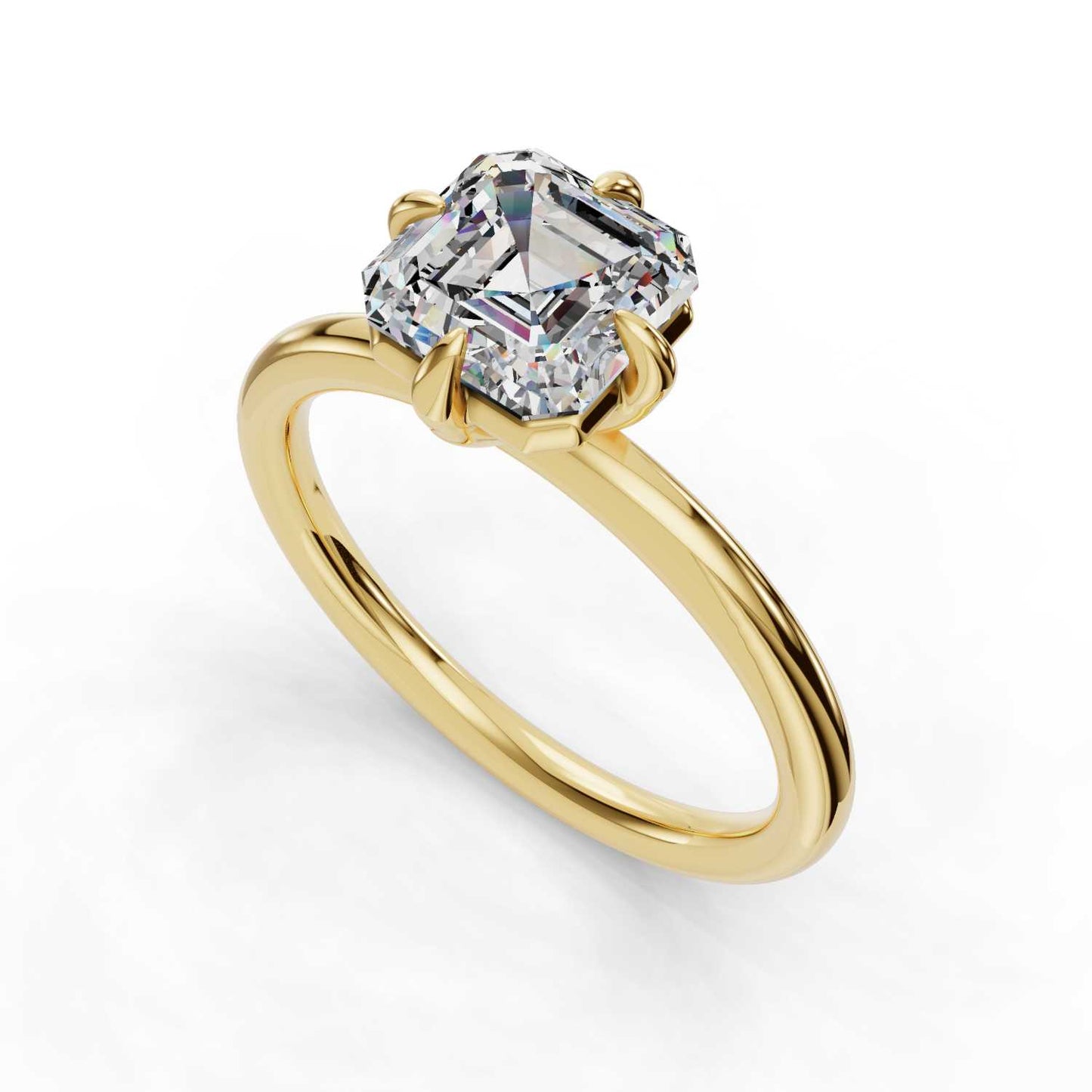 ASSCHER SOLITAIRE RING 4 CLAW PRONG