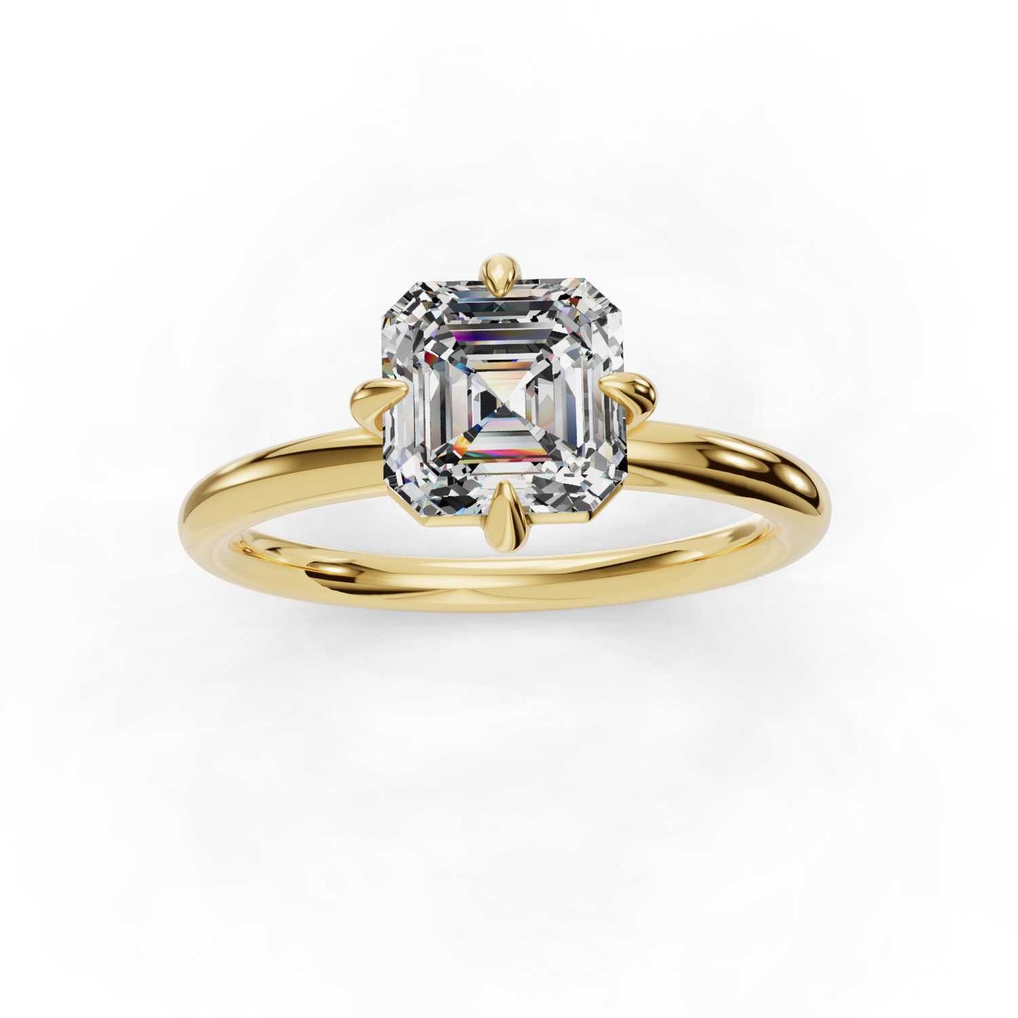 ASSCHER SOLITAIRE RING 4 CLAW PRONG