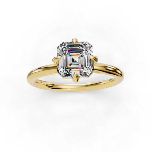 ASSCHER SOLITAIRE RING 4 CLAW PRONG