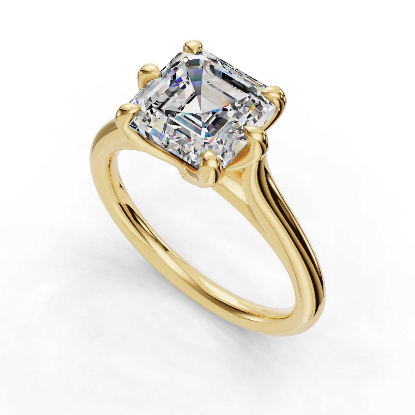 ASSCHER SOLITAIRE RING SIX PRONGS