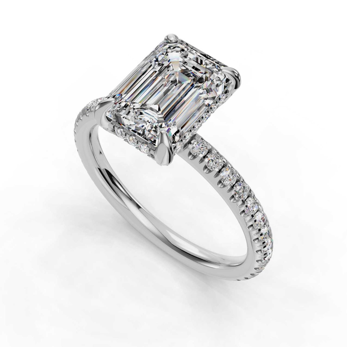 Love Emerald Halo Engagement Ring