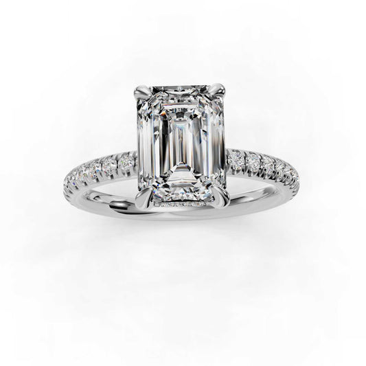 Love Emerald Halo Engagement Ring