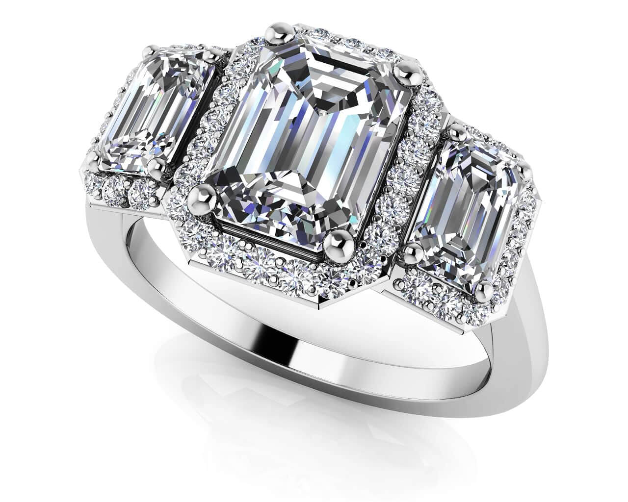Expressive Love Three Stone Engagement Ring
