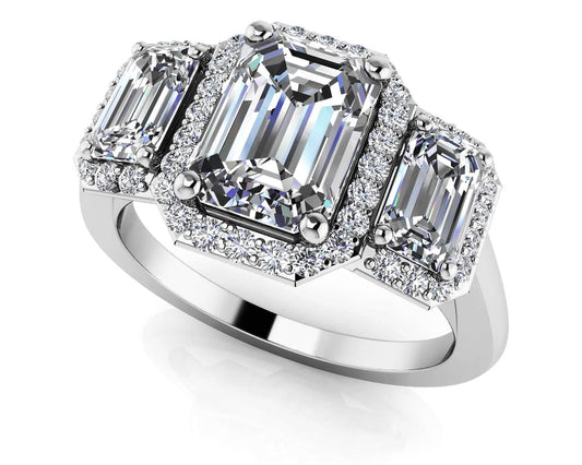 Expressive Love Three Stone  Engagement Ring
