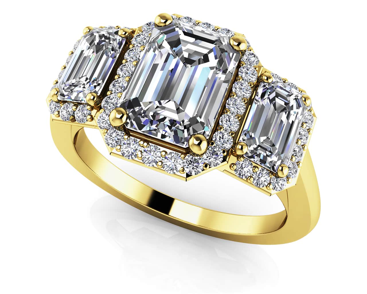 Expressive Love Three Stone Engagement Ring