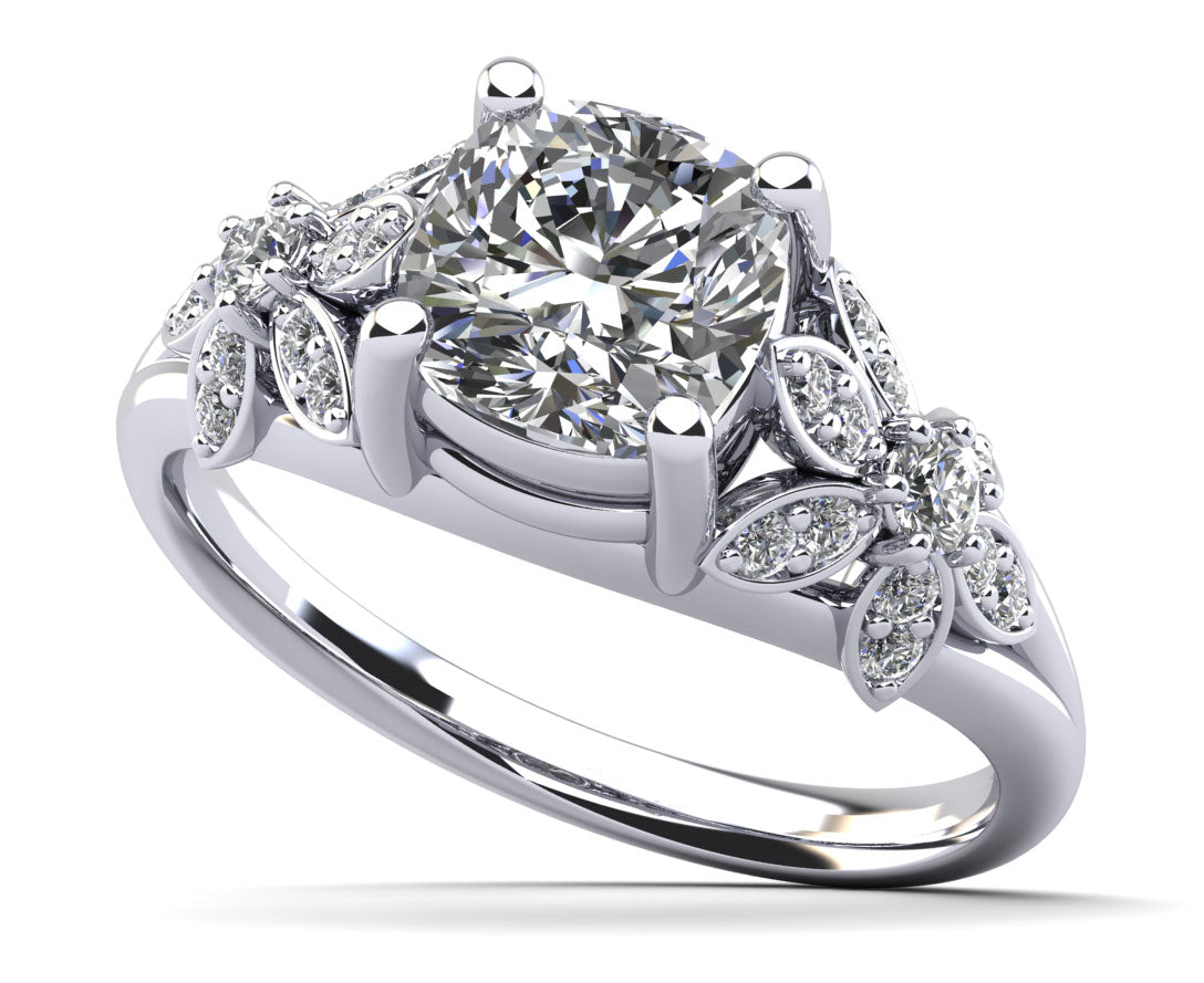 Flower Diamond Engagement Ring