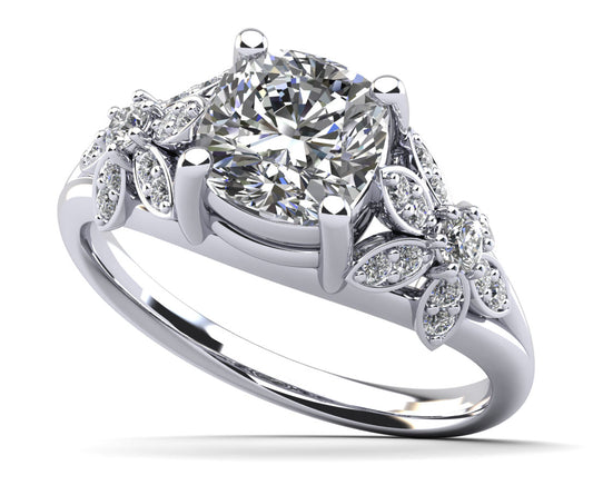 Flower Diamond Engagement Ring