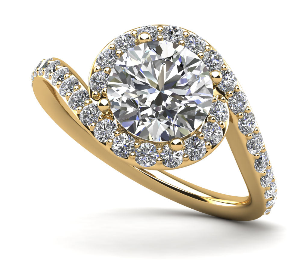 Swirl Halo Diamond Engagement Ring