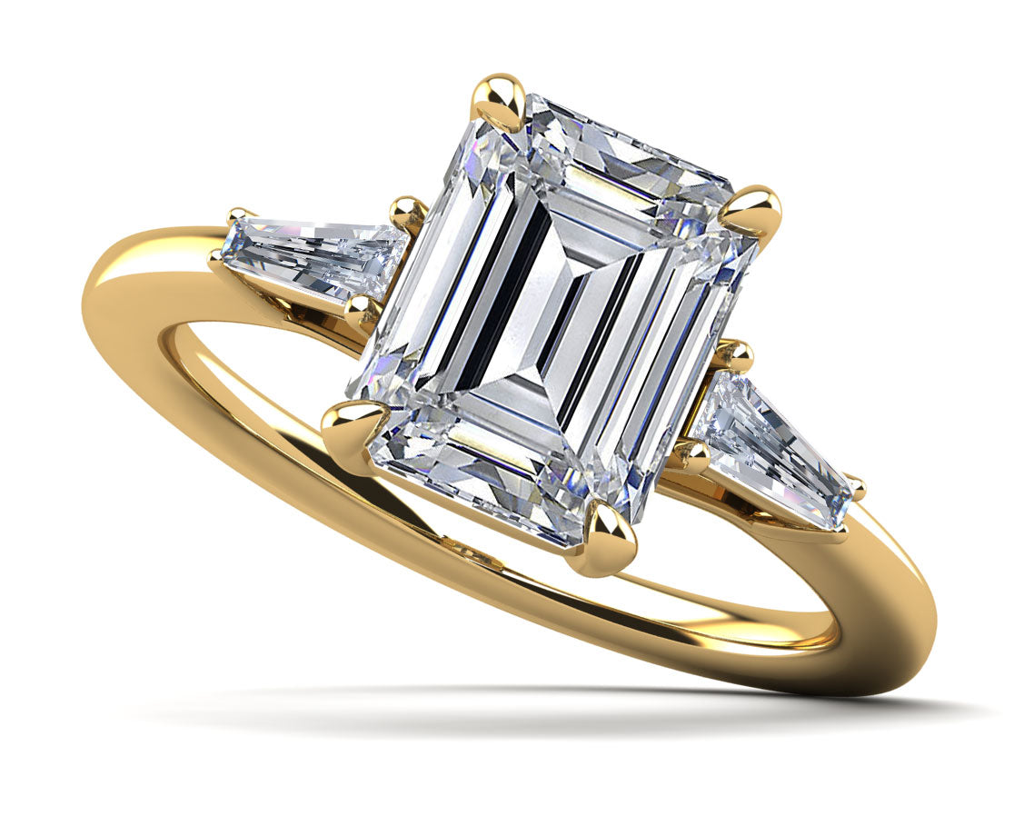 Brilliant Emerald Cut And Baguette Engagement Ring