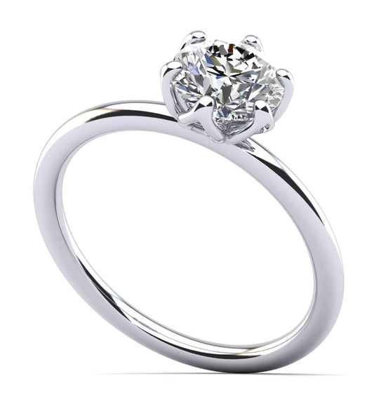 Solitaire Flower Diamond Engagement Ring
