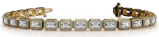 Emerald Cut and Round Diamond Halo Bracelet