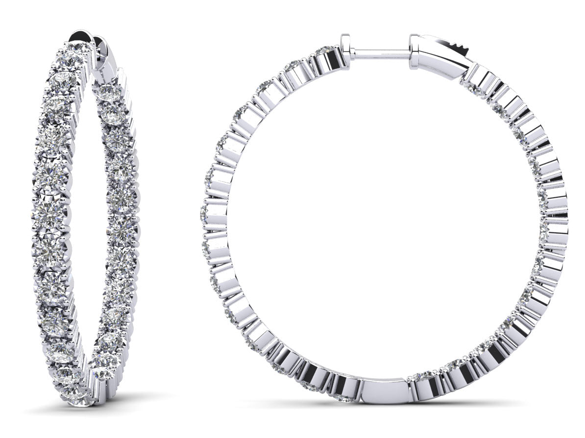 Diamond Crown Hoop Earrings Large