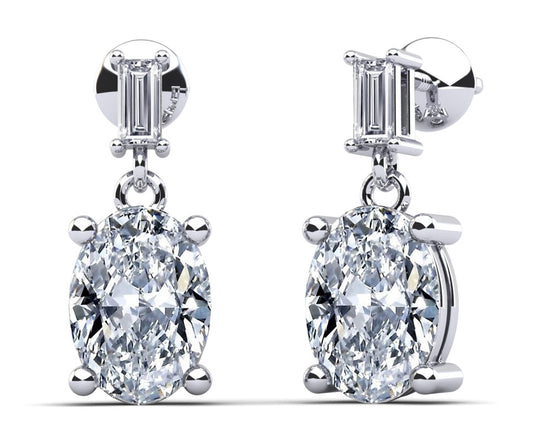 Splendid Oval Cut Diamond Drop Earrings