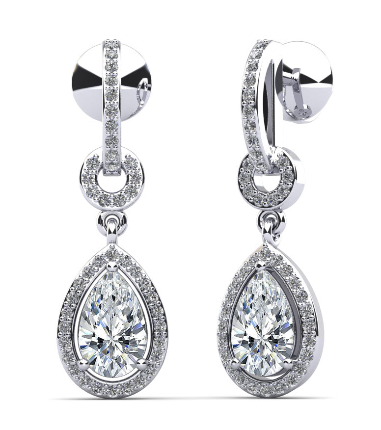 Pear Drop Dangle Diamond Earrings