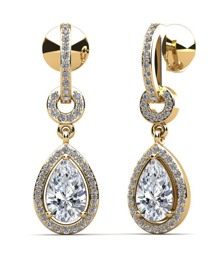 Pear Drop Dangle Diamond Earrings