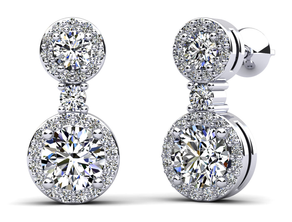 Stunning Diamond Earrings with Double Halo Design