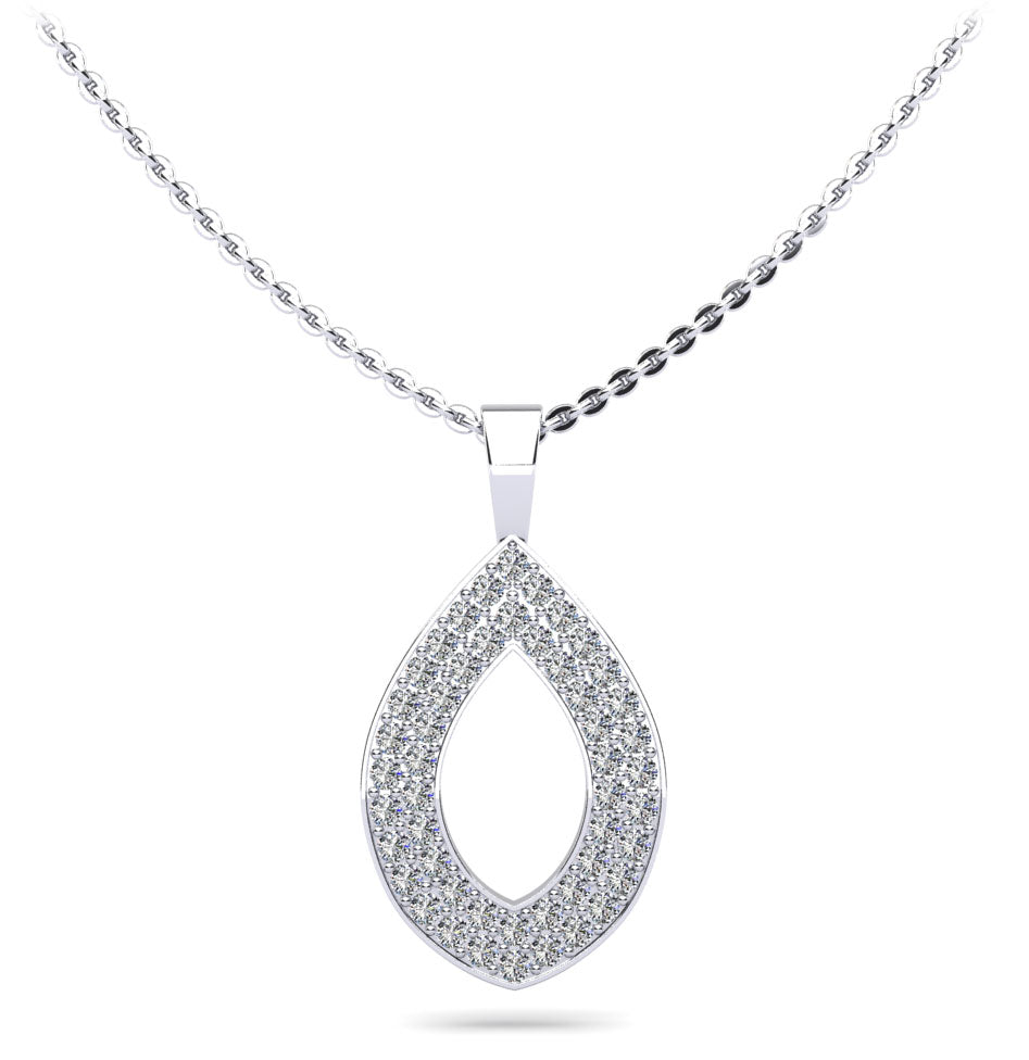 Tear Drop Diamond Pendant with Three Row Design