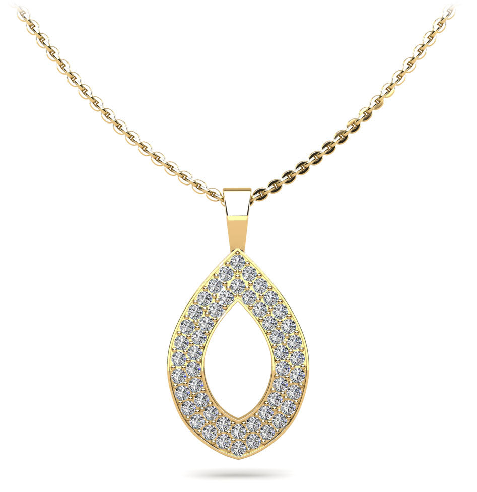 Tear Drop Diamond Pendant with Three Row Design