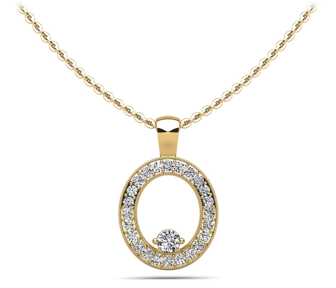 Oval Pendant with Surrounding Diamonds and Centerstone