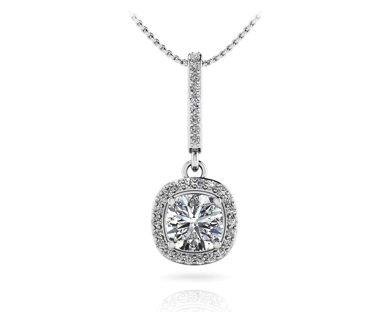 Ravishing Cushion Cut Diamond Drop Pendant